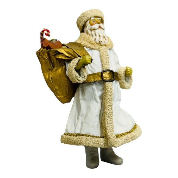 Clothtique by Possible Dreams Vintage 1988 Santa Figurine in White Coat 10" EUC - Picture 3 of 10